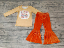 Load image into Gallery viewer, baby girls pumpkin velvet bell pants sets