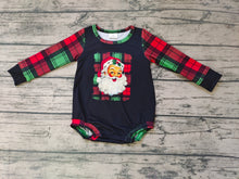 Load image into Gallery viewer, Baby girls santa black red plaid Christmas rompers