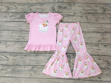 Load image into Gallery viewer, Baby girls pink santa Christmas bell pants clothes sets