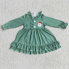 Load image into Gallery viewer, Baby Girls Santa Green Plaid Christmas Gown(Knee legnth) Pajamas Dresses