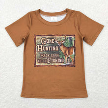 Load image into Gallery viewer, Baby Boys Brown Hunting Short Sleeve Fishing Tee Shirts Tops