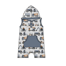 Load image into Gallery viewer, Baby boys summer Construction rompers