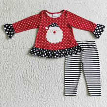 Load image into Gallery viewer, Baby Girls santa Christmas stripe legging pants clothes sets