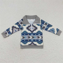 Load image into Gallery viewer, Baby Boys Western Aztec Long Sleeve Zip Pullover Tee Tops