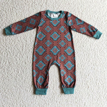 Load image into Gallery viewer, Baby boys western aztec fall rompers