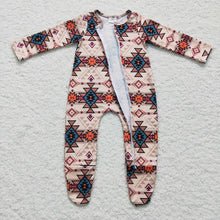 Load image into Gallery viewer, Baby Girls Aztec Zip Western rompers