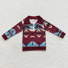 Load image into Gallery viewer, Baby Boys Western Aztec Long Sleeve Zip Pullover Tee Tops