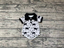 Load image into Gallery viewer, Baby Boys Cow Western Black Short Sleeve Rompers