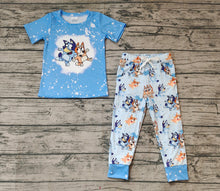 Load image into Gallery viewer, Baby Boys Blue Dog Short Sleeve Shirt Top Pants Clothes Sets