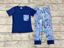 Load image into Gallery viewer, Baby Boys Valentines Navy Dog Hearts Short Sleeve Shirts Pants Clothes Sets