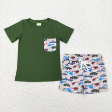 Load image into Gallery viewer, Baby Boys Green Army Pocket Tee Shirt Top Shorts Clothes Sets