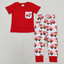 Load image into Gallery viewer, Baby Boys Valentines Tractor Pocket Tee Shirts Pants Outfits Clothes Sets