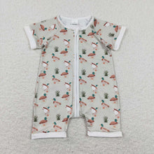 Load image into Gallery viewer, Baby Boys Mallard Duck Zip Short Sleeve Rompers