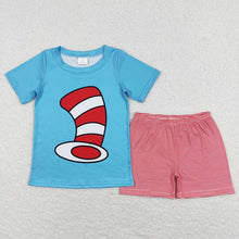 Load image into Gallery viewer, Baby Boys Blue Dr Reading Hats Tee Stripes Shorts Clothes Sets