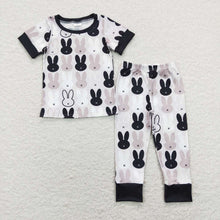 Load image into Gallery viewer, Baby Boys Easter Black Rabbits Short Sleeve Tops Pants Pajamas Clothes Sets