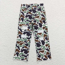 Load image into Gallery viewer, Baby Boys Green Camo Distressed Denim Pants