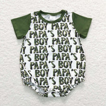 Load image into Gallery viewer, Baby Boys Papa's Boy Green Short Sleeve Rompers