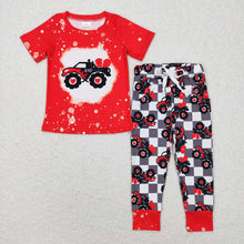 Load image into Gallery viewer, Baby Boys Valentines Tractor Short Sleeve Top Pants Clothes Sets