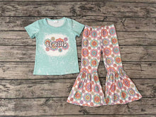 Load image into Gallery viewer, Baby Girls Be Kind Flowers Tee Tops Flare Bell Pants Clothes Sets