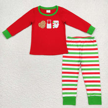 Load image into Gallery viewer, Baby Boys Red Cookie Milk Santa Stripes Pants Pajamas Clothes Sets