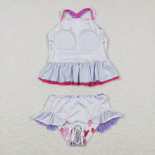 Load image into Gallery viewer, Baby Girls 2pcs Colorful Heart Top Ruffle Bottom Swimsuits