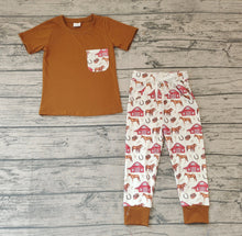 Load image into Gallery viewer, Baby Boys Farm Horse Pocket Shirt Pants Clothes Sets