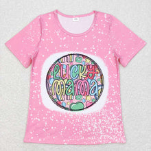 Load image into Gallery viewer, Adult Women Pink Lucky Mama Short Sleeve St Patrick Shirts Tops