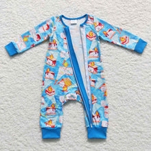 Load image into Gallery viewer, Baby Boys Blue Color Smore Cookie Fire Zip Rompers
