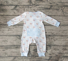 Load image into Gallery viewer, Baby Boys Blue Santa Christmas Ruffle Rompers