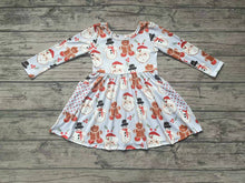 Load image into Gallery viewer, Baby Girls Blue Christmas Snowman Gingerbread Long Sleeve Dresses