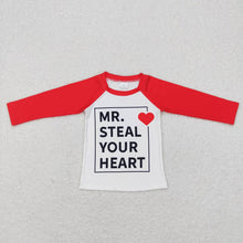 Load image into Gallery viewer, Baby Boys Valentines Long Sleeve Red Hearts Raglan Shirts Tops