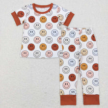 Load image into Gallery viewer, Baby Boys Brown Smile Short Sleeve Shirt Pants Pajamas Clothes Sets