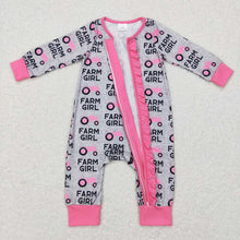 Load image into Gallery viewer, Baby Farm Girl Tractor Zip Long Sleeve Rompers