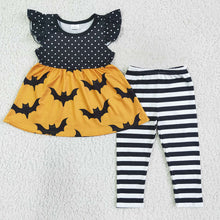 Load image into Gallery viewer, baby girls Halloween bat tunic legging clothes sets