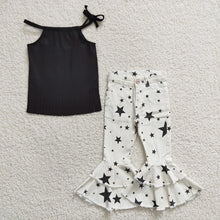 Load image into Gallery viewer, Baby Girls Black Halter Top Stars Denim Pants Clothes Sets