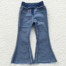Load image into Gallery viewer, Baby Girls Blue Bleached Denim Bell Pants