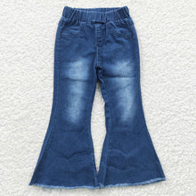 Load image into Gallery viewer, Baby Girls Blue Bleached Denim Bell Pants