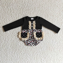 Load image into Gallery viewer, Baby girls fall leopard lace rompers