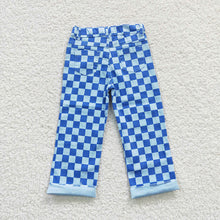 Load image into Gallery viewer, Baby Boys Blue Checkered Denim Cool Pants