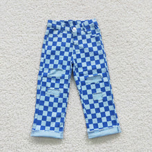 Load image into Gallery viewer, Baby Boys Blue Checkered Denim Cool Pants