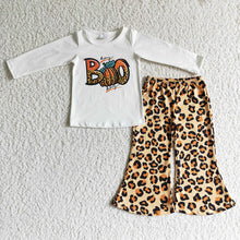 Load image into Gallery viewer, baby girls Halloween boo leopard bell pants sets