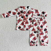 Load image into Gallery viewer, Baby girls mouse bow pants pajamas sleepwear clothes