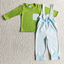 Load image into Gallery viewer, Baby boys Christmas green overall clothes sets