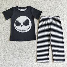Load image into Gallery viewer, baby boys Halloween face black pants clothes sets