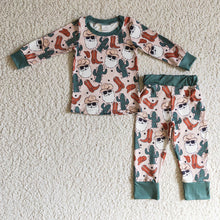 Load image into Gallery viewer, baby Boys christmas West Santa Cactus pajamas sets