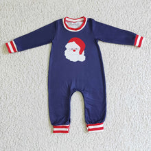 Load image into Gallery viewer, Baby boys navy Christmas santa rompers