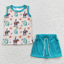 Load image into Gallery viewer, Baby Boys sleeveless tee shirt rodeo shorts western clothes sets