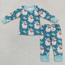 Load image into Gallery viewer, Baby Boys Christmas Blue Santa Top Pants Pajamas Clothes Sets