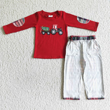 Load image into Gallery viewer, Baby boys Christmas tractor pants clothes sets