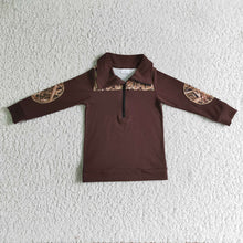Load image into Gallery viewer, Baby boys brown camo long sleeve pullovers Tops